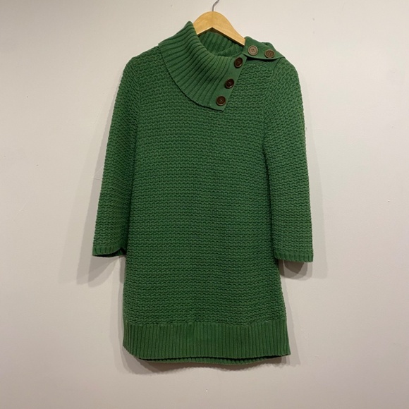 **$5 SALE** Style & Co Green Knit Button Neck Tunic Sweater Size Small - Picture 1 of 3